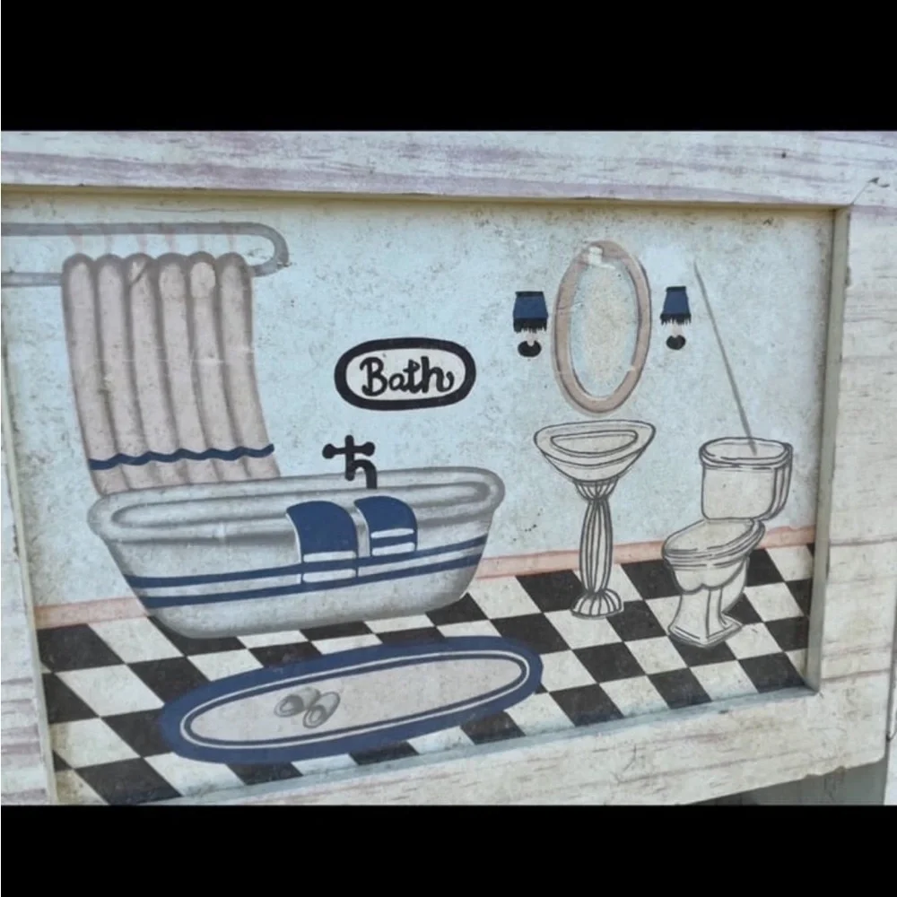 Vintage Wood Bathroom Toilet Paper / Towel Holder